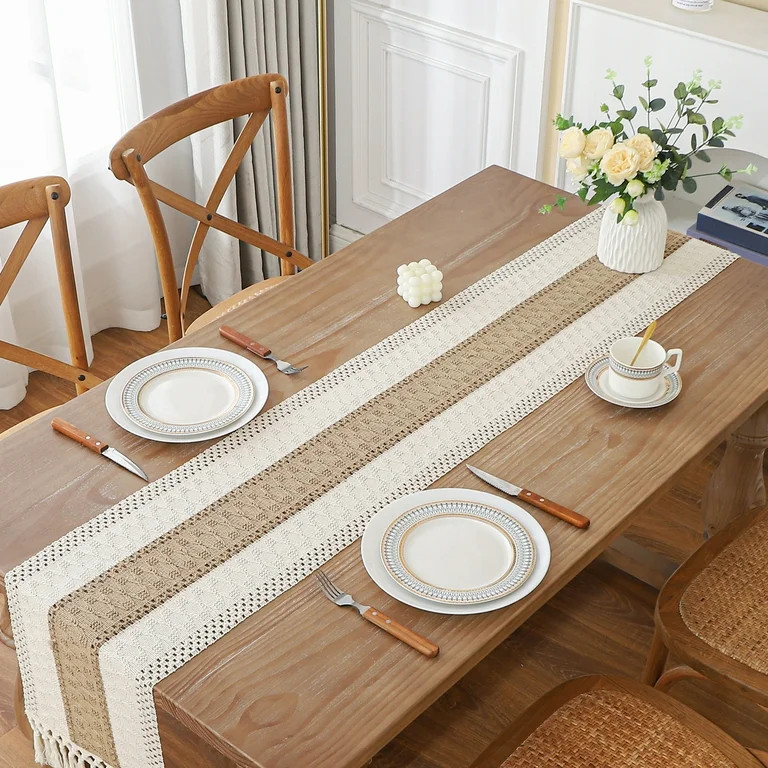 Boho Table Runner for Summer Home Decor with Tassels 72 Inches Long Farmhouse Rustic Table Runner... | Walmart (US)