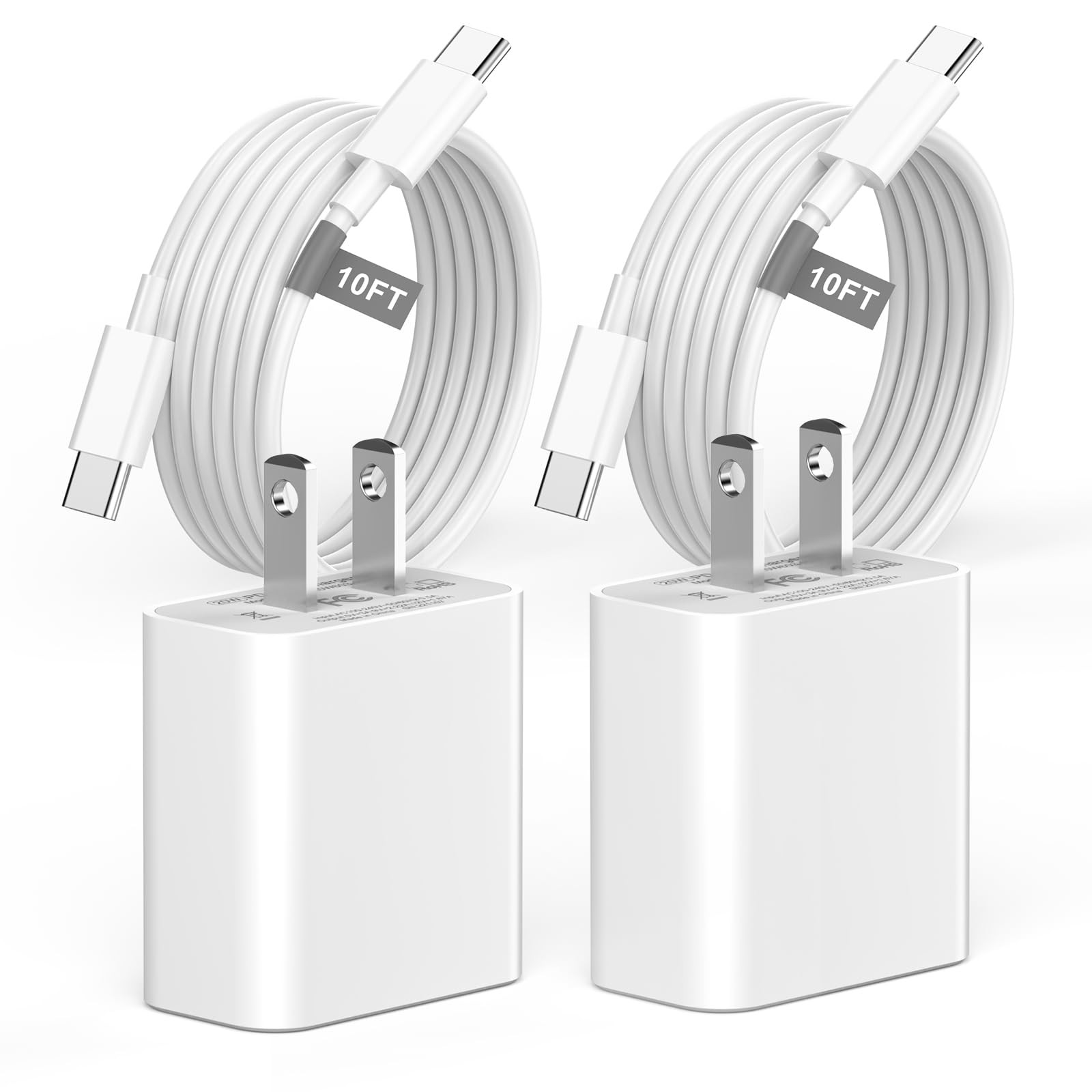 Matsusho iPhone 16 15 Charger Fast Charging 10 FT, 2 Pack 20W USB C Wall Charger Block with 10FT ... | Amazon (US)