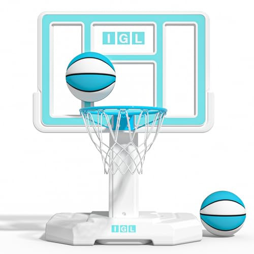 IGL Pool Basketball Hoop - Portable Swimming Pool Goal - 44 Inch Backboard, Water-Filled Base for Stability, Includes 2 Balls & Pump - Outdoor Summer Fun Game for Kids & Adults - 2.56Ft Fixed Height | Amazon (US)