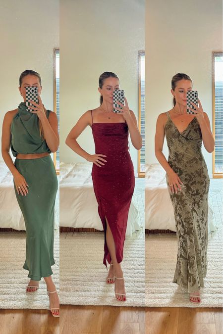Wedding guest dress options! 

Amazon set: wearing size small
Red dress from anthropology: wearing size XS
Dress from mango: wearing size XS

#LTKWedding