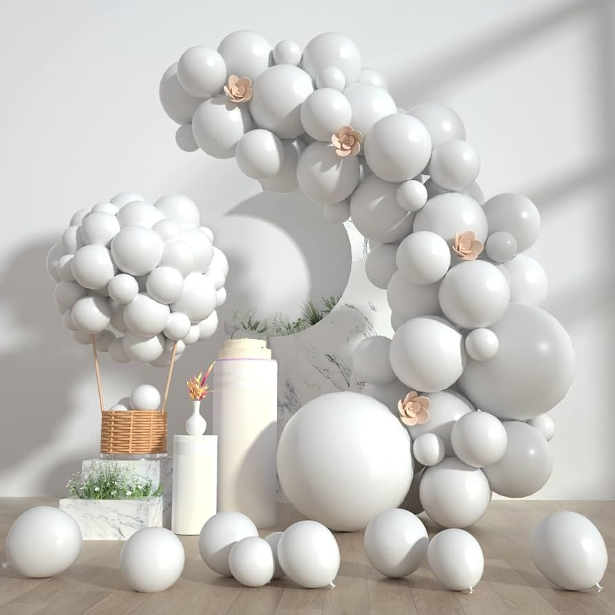 Styirl White Party Latex Balloons - 100 pcs 5/10/12/18 inch Party Latex Ballons As Birthday Ballo... | Amazon (US)