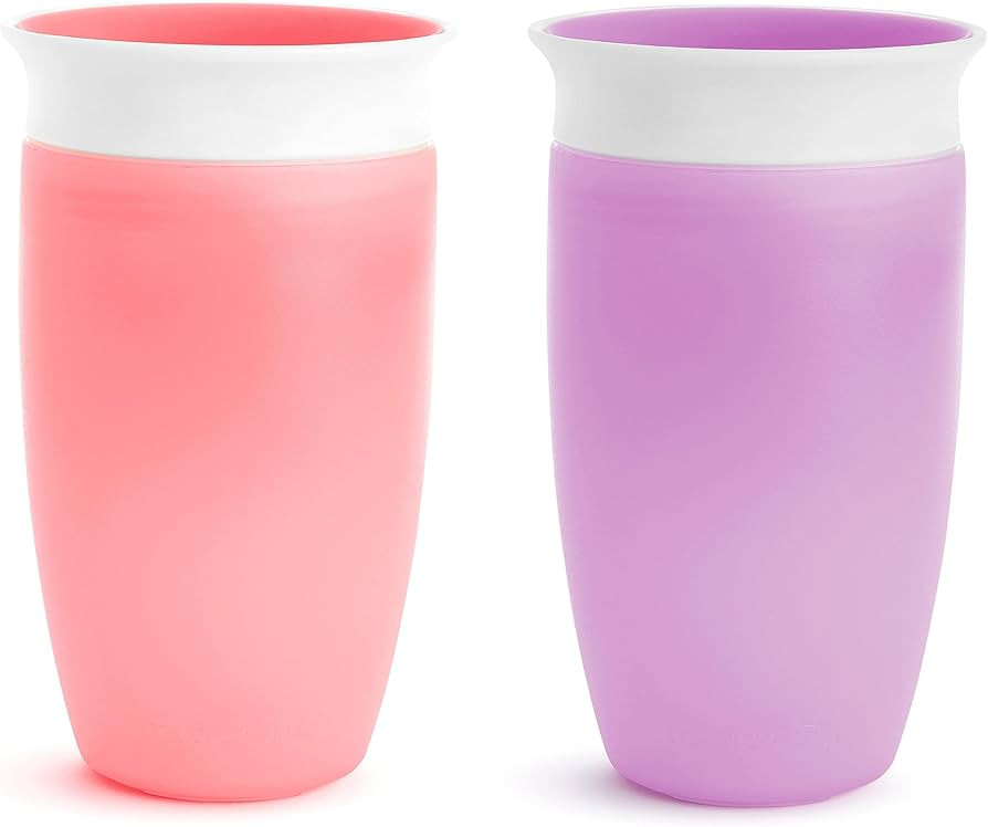 Munchkin Sippy Cups for Toddlers 1-3, Spill Proof Miracle 360 Cup, 10 Ounce, 2 Pack, Pink/Purple | Amazon (US)