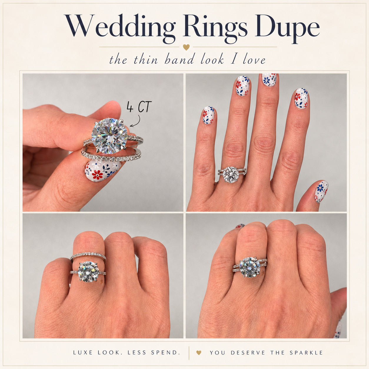 Wedding Ring Dupes That Actually Look R E A L!!

The thin band look is SO hard to find, and this stack nails it — delicate, sparkly, dainty, and luxe without giving bulky costume jewelry vibes. 

This moissanite engagement ring gives that big diamond look, and the best part is you can choose your carat size so it feels closer to your own ring. 

The PAVOI eternity band adds the prettiest thin stacked wedding band detail, and you can pick your band color too, which makes it so much easier to dupe your real bridal stack.

Perfect if you want a travel wedding ring, vacation ring, engagement ring dupe, anniversary band, thin wedding band stack, moissanite ring, cubic zirconia eternity band, or an affordable ring set that still looks elevated in photos. 

I love this for travel days, beach trips, honeymoons, bridal events, or honestly any time you want the sparkle without stressing over your real rings.

Luxe look, less spend — and the thin bands make the whole stack look so much more expensive. 💍✨

↓ Everything is linked!

#LTKActive #LTKSaleAlert #LTKTravel