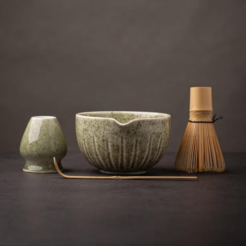 TANG PIN Matcha Set - Match Bowl and Whisk, 15 OZ, Matcha Scoop | Matcha Whisk Stand (Chasen Holder) - 4pc Perfect Matcha Kit for Matcha Tea Ceremony (Mottled Green) | Amazon (US)