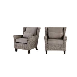 Hampton Bay Megan Grey All-Weather Wicker Outdoor Patio Lounge Chair with Cushion (2-Pack) 65-516... | The Home Depot