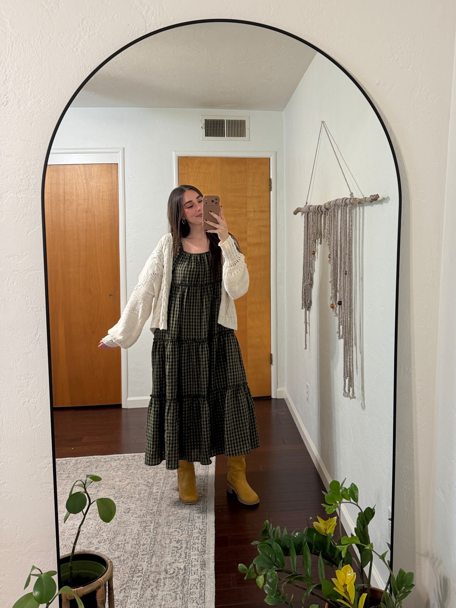 Dress: small
Cardigan: small (is oversized) 
Boots: TTS

#LTKHoliday #LTKGiftGuide #LTKCyberWeek