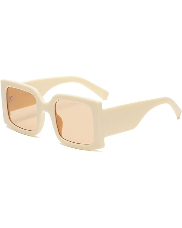 YAMEIZE Vintage Oversized Sunglasses for Women Men Trendy Square Frame UV400 Protection Sun Glass... | Amazon (US)