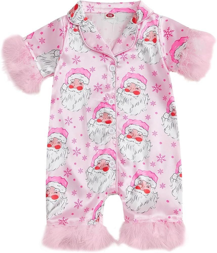 Kuriozud Baby Girl Pajamas Newborn Button Down Romper Jumpsuit Feather Trim Nightgown Infant Slee... | Amazon (US)