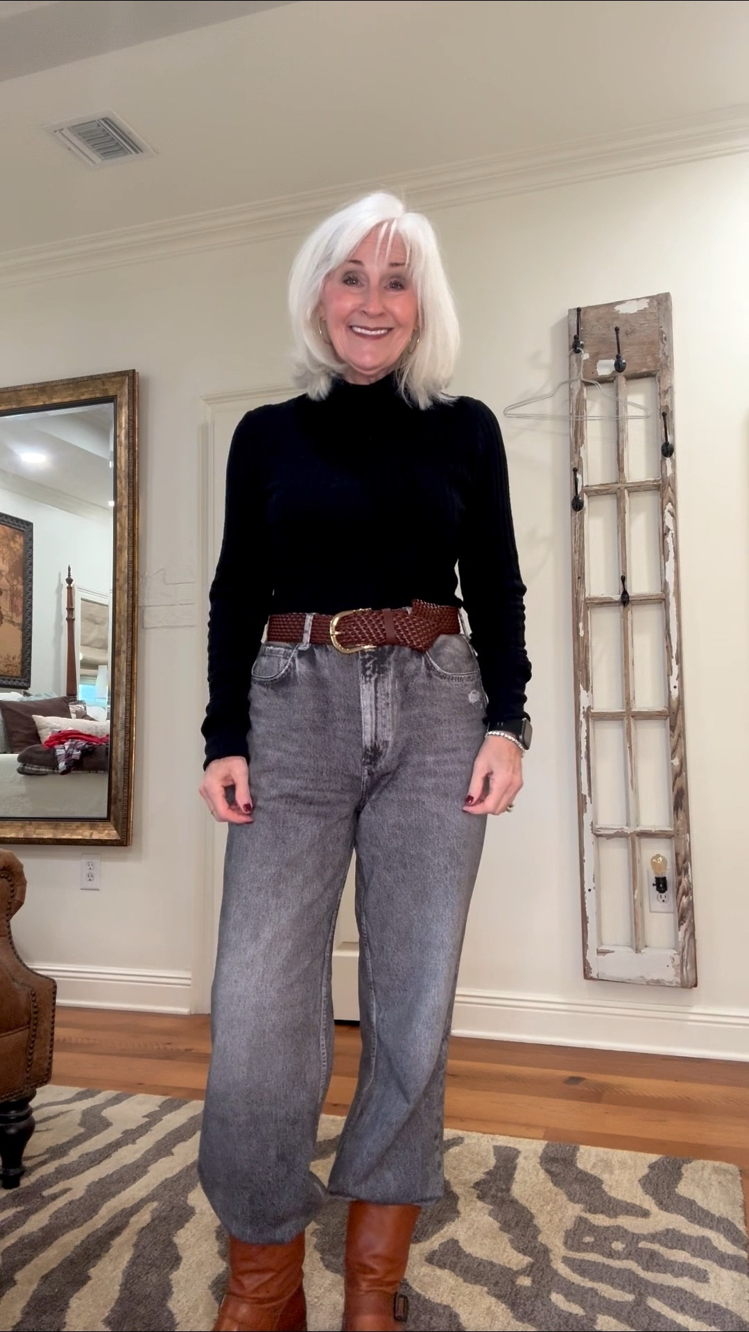 Such a fun cold day to decorate for Christmas! I’m wearing this grandpa cardigan so that when I get warm from moving around, I can take it off. Don’t let on that I’ve worn these Rag’n’Bone jeans for three days in a row!

#LTKHoliday #LTKMidsize #LTKOver40