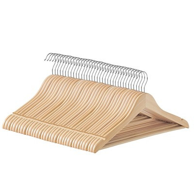 SONGMICS Wooden Hangers, Pack of 36, Coat Hangers, Non-Slip, Pants Bar, 360° Swivel Hooks, Natural Beige | Target