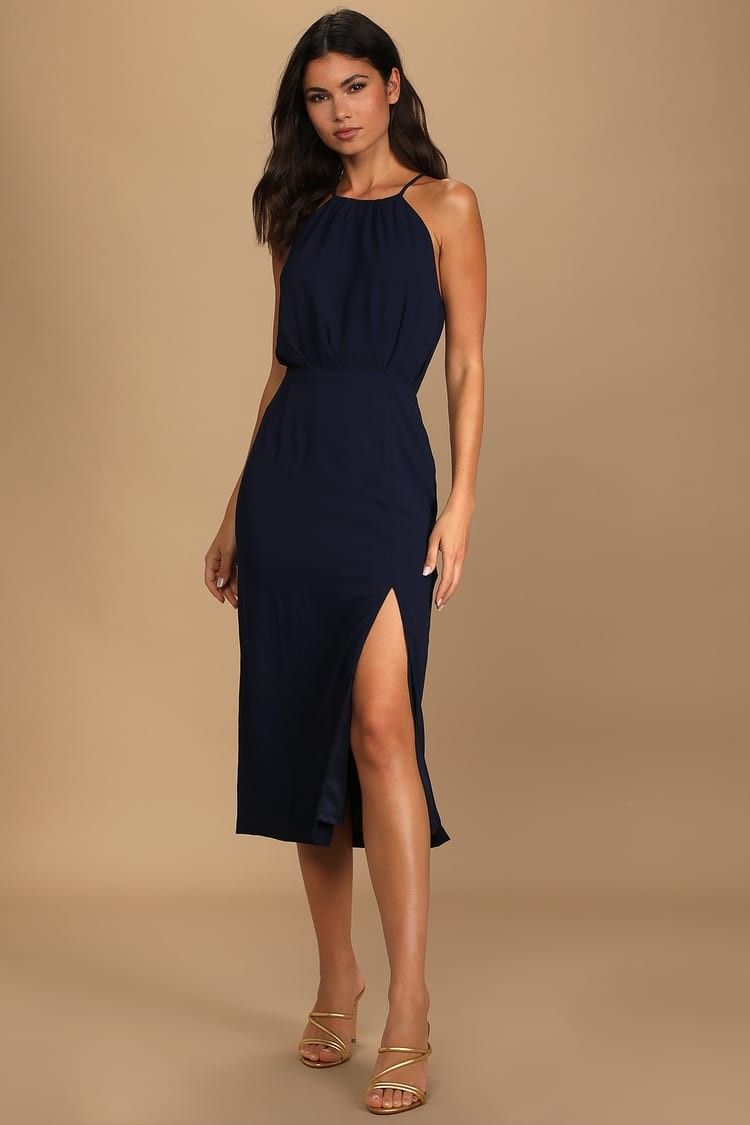 Dreamy Date Night Navy Blue Sleeveless Midi Dress - Summer Wedding Guest Dress | Lulus (US)