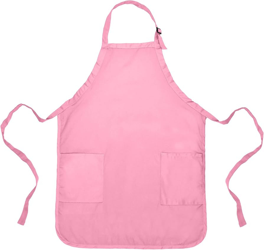 DALIX Apron Commercial Restaurant Home Bib Spun Poly Cotton Kitchen Aprons (2 Pockets) in Pink | Amazon (US)