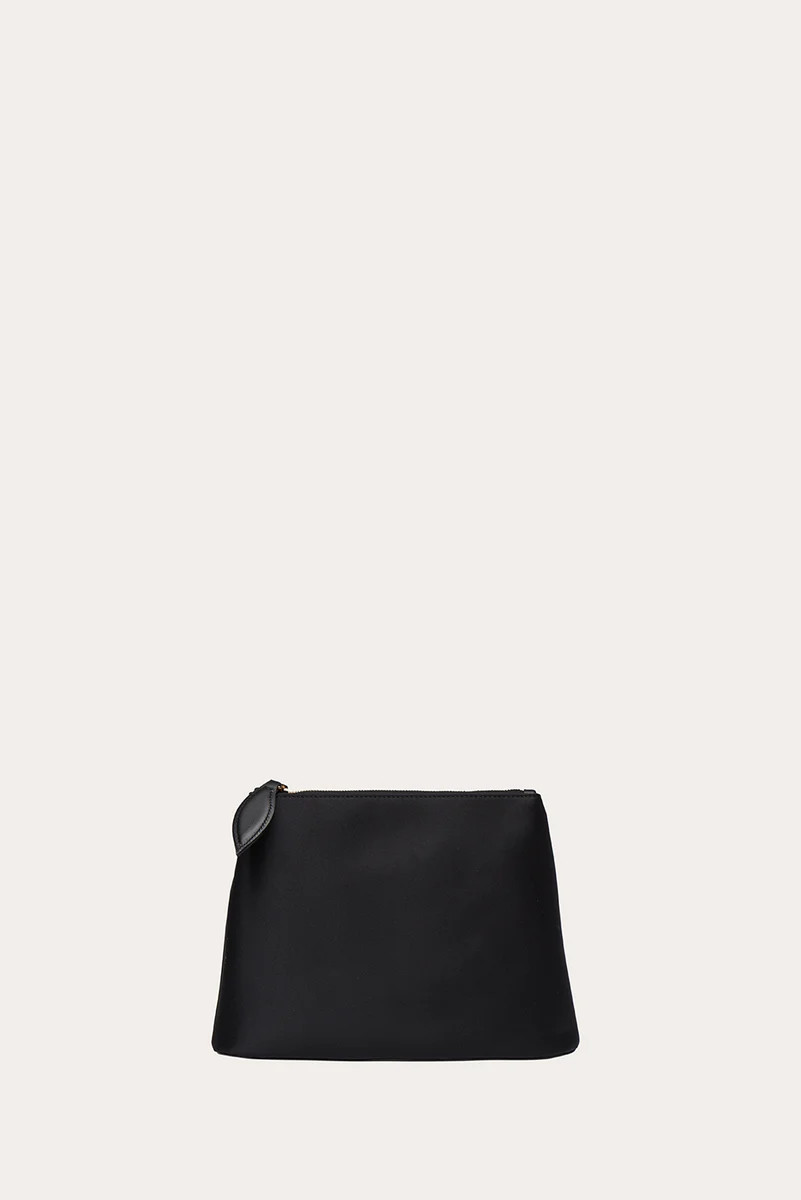 Zip Clutch Black Satin | LITTLE LIFFNER