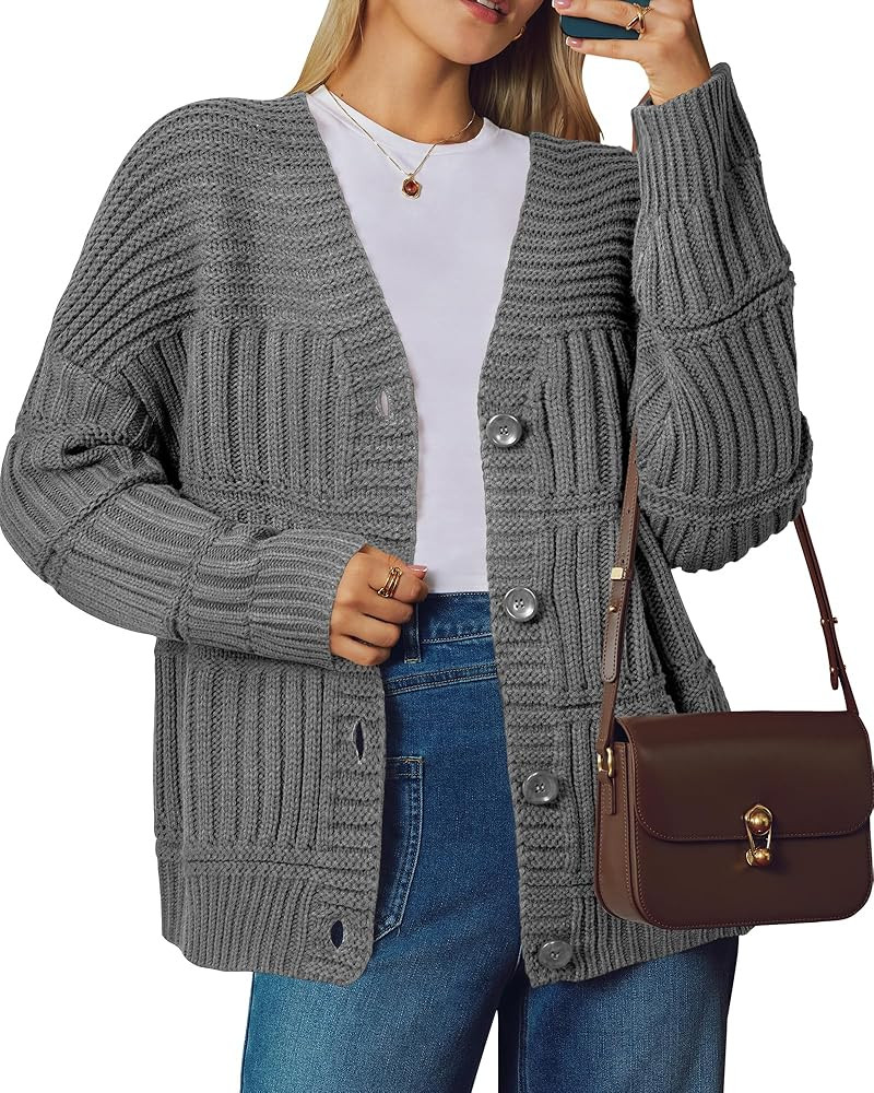 Arach&Cloz Women's Wool Blend Chunky Knit Winter Cardigan Sweaters Outfits | Amazon (US)