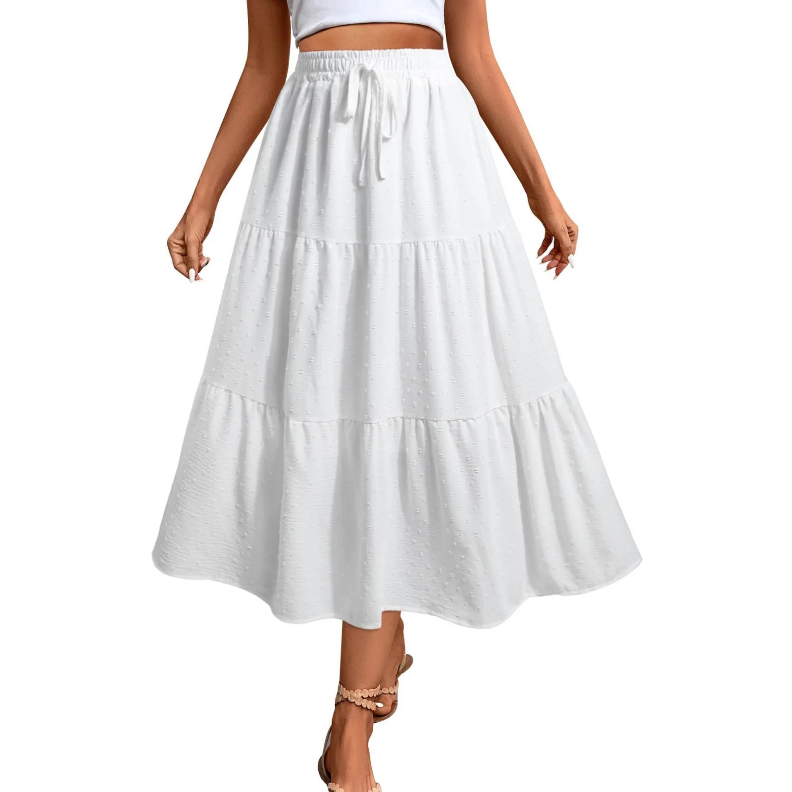 yillto Women's Maxi Skirt Tiered Long Skirts A Lined High Waist Summer Vacation Boho Flowy Skirts... | Walmart (US)