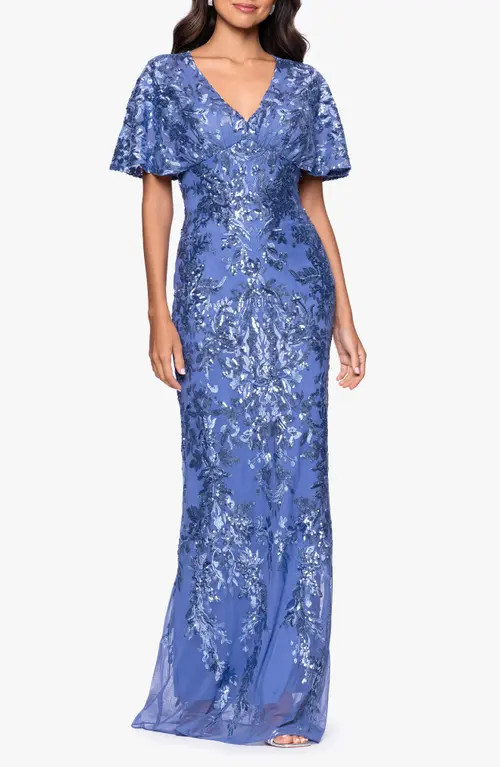Betsy & Adam Sequin Mesh Dress in Periwinkle at Nordstrom, Size 6 | Nordstrom