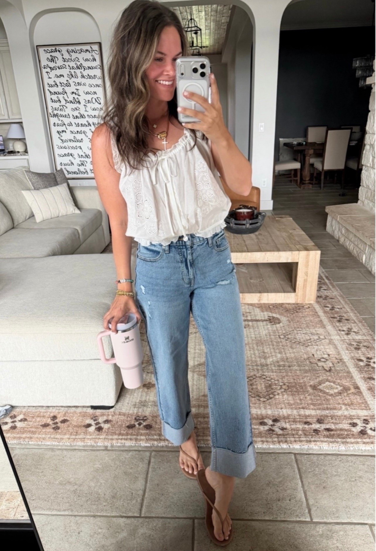 Would never guess the jeans are Walmart and the top is Target! True to size in both 🤍🙌🏼

#LTKootd #LTKmomlife #LTKgrwm