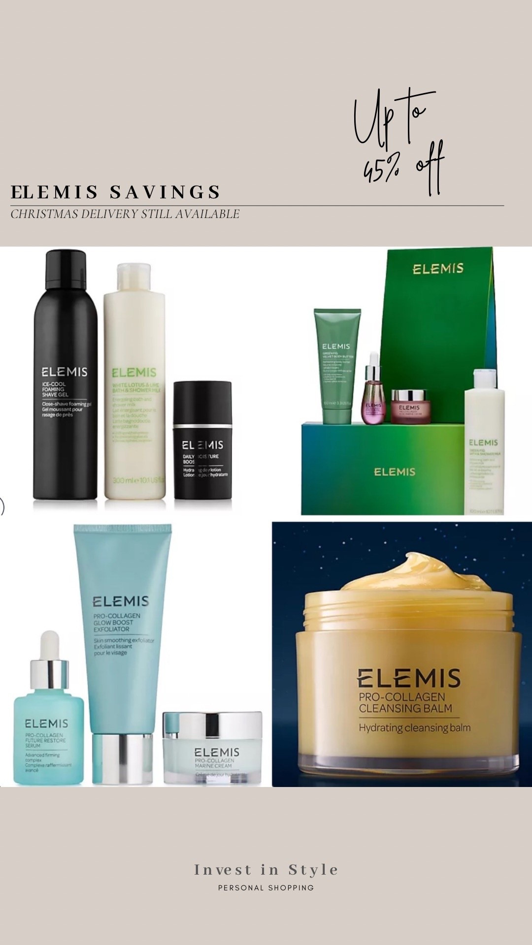 Elemis savings with QVC 
Save an extra £5 with code FIVE4U
(New customers only )
Christmas delivery available . 


#LTKsale #LTKgiftguide #LTKbeauty