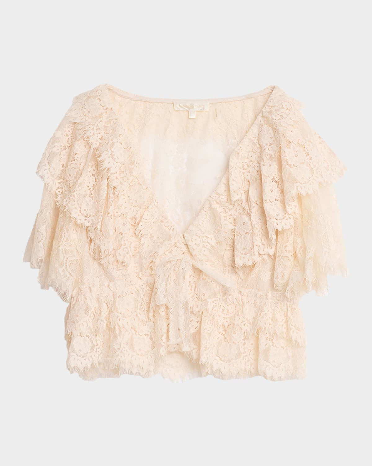 Caper Lace Ruffle Crop Top | Neiman Marcus