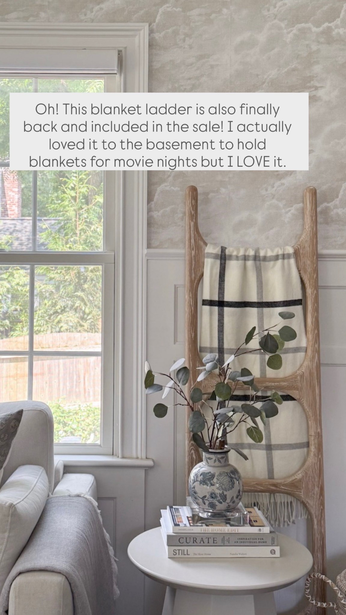 Oh! This blanket ladder is also finally back and included in the sale! I actually loved it to the basement to hold blankets for movie nights but I LOVE it. Use code ANTHRO20 for 20% off

#LTKHome #LTKdayinmylife #LTKSaleAlert