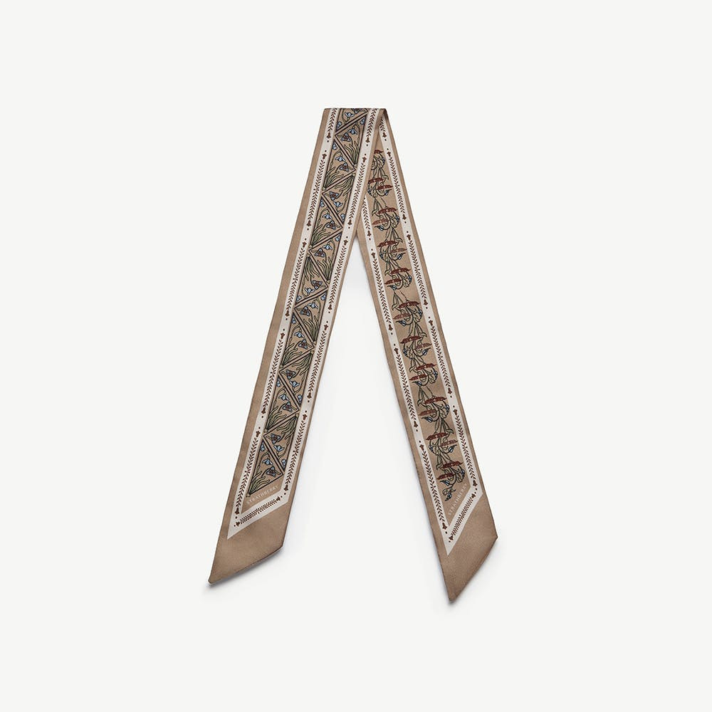 Silk Skinny Scarf - Geometric Caramel | Strathberry