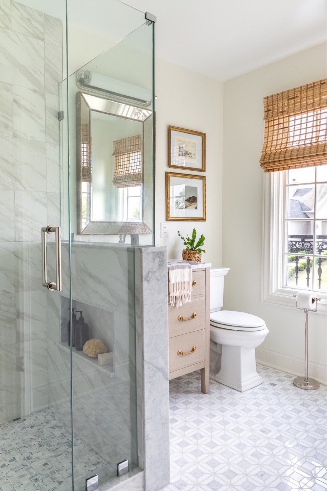 Our bright and airy bathroom makeover with neutral tile, vintage art, faux plant, neutral vanity, gold mirror, and bathroom storage!

bathroom decor, bathroom remodel, guest bathroom refresh, home depot remodel

#LTKhome #LTKstyletip