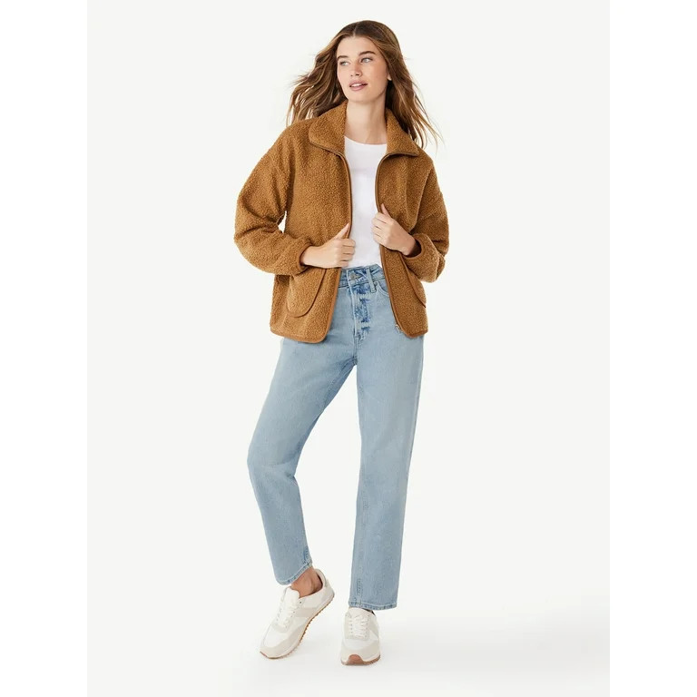 Free Assembly Women's Patch Pocket Mixy Teddy Fleece Jacket, Sizes XS-XXL | Walmart (US)