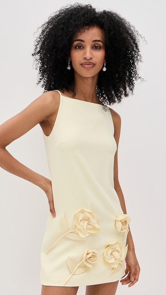 Self Portrait Yellow Crepe Flower Mini Dress | Shopbop | Shopbop
