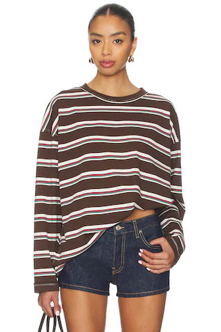 LIONESS Horizon Long Sleeve Top in Dark Chocolate Stripe from Revolve.com | Revolve Clothing (Global)