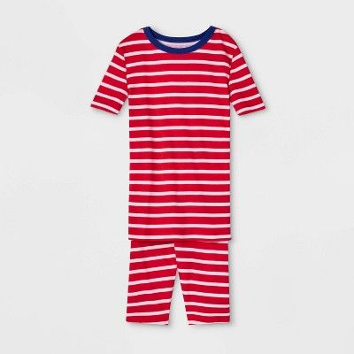 Kids July 4th Striped Pajama Set - Red | Target