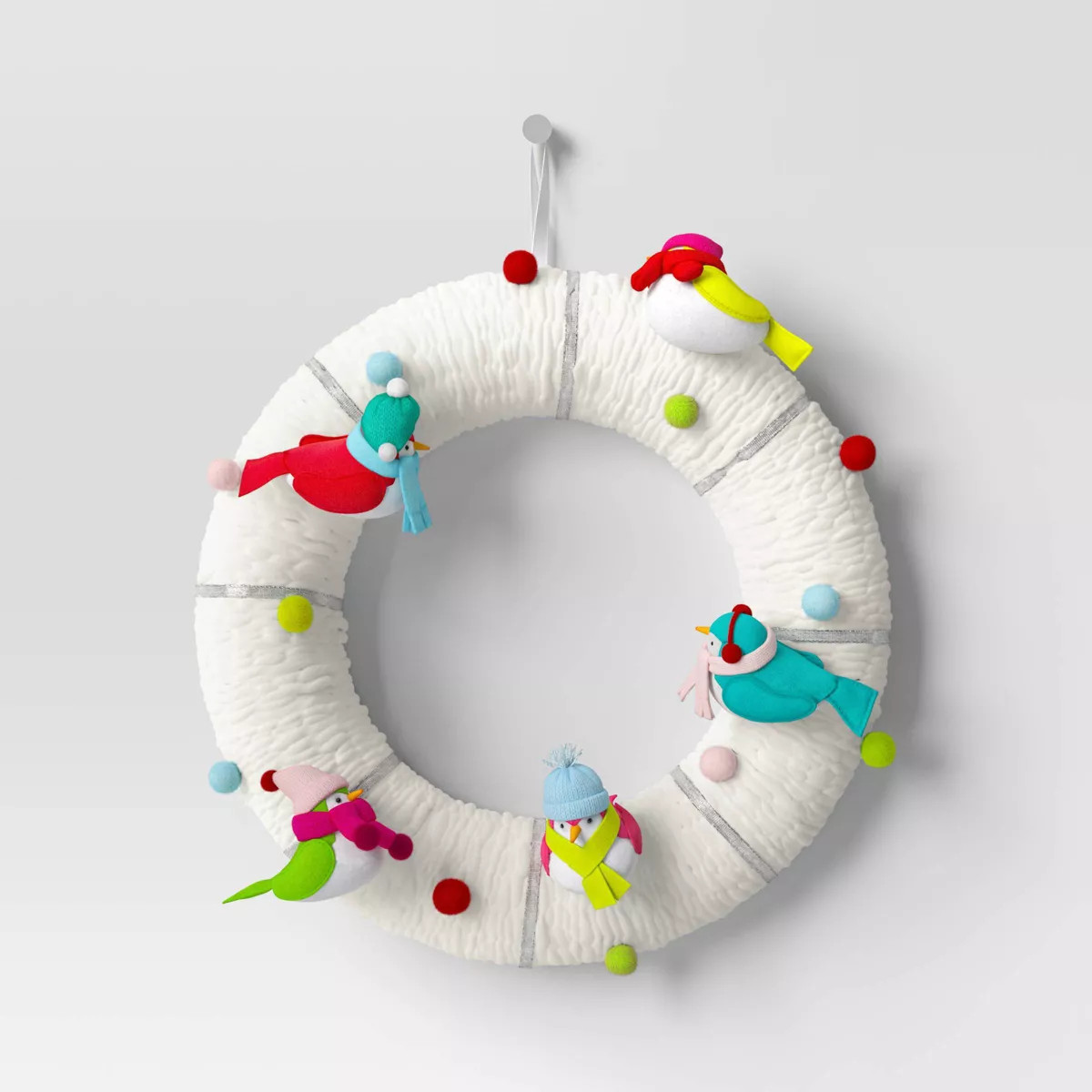 16" Featherly Friends™ Fabric Bird Decorative Christmas Wreath White - Wondershop™ | Target