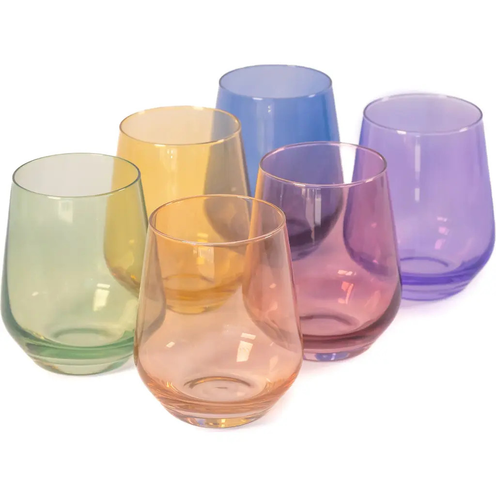 Estelle Colored Glass Set of 6 Stemless Wine Glasses in Pastel Mixed at Nordstrom | Nordstrom