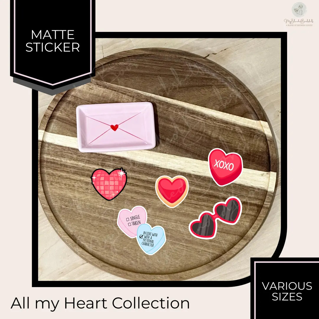 All My Heart Collection | Valentines Matte Stickers | Myblendedbookshelf - Etsy | Etsy (US)