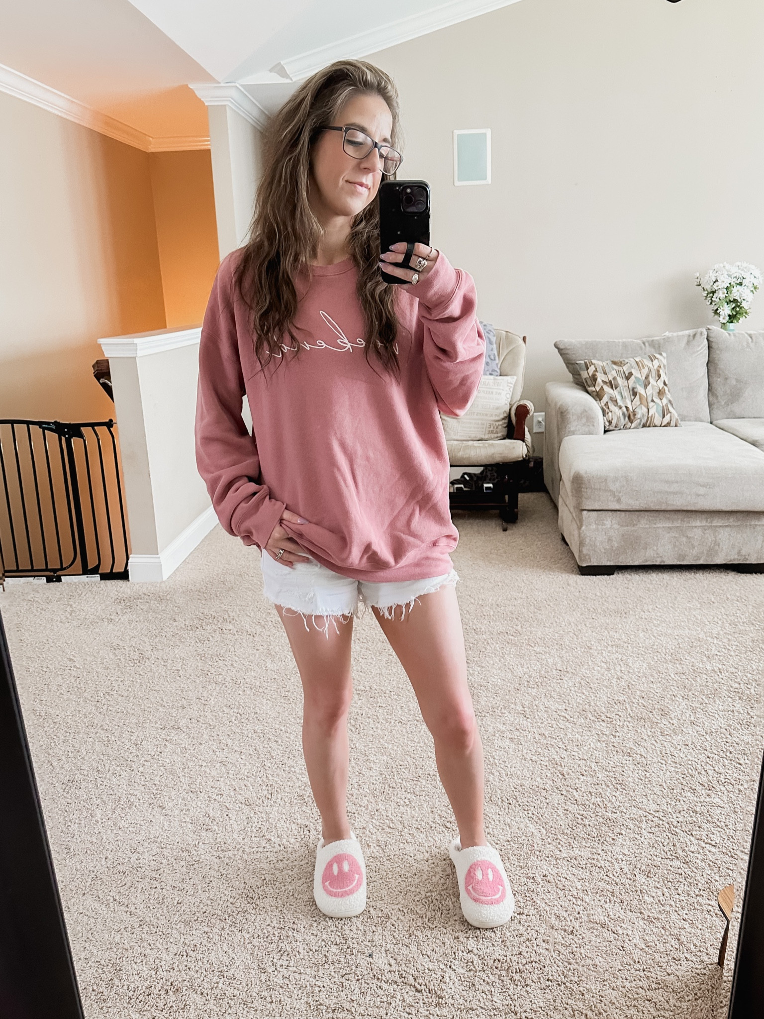 Pink Lily. Mom style. Slippers. Lounge wear. Oversized sweatshirt  

#LTKunder50 #LTKfit