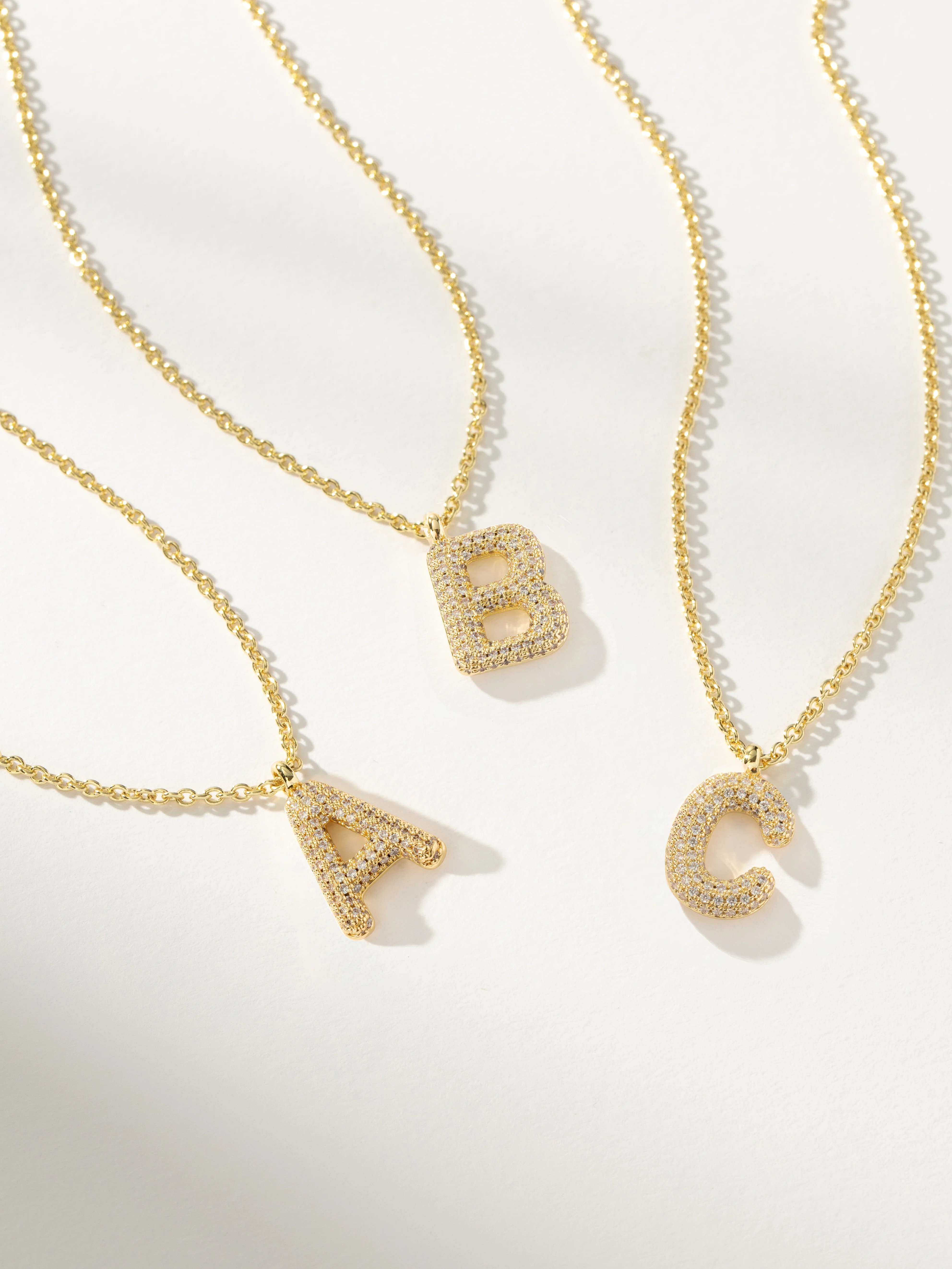 Gold Pavé Bubble Letter Necklace | Initial Necklace | Uncommon James | Uncommon James