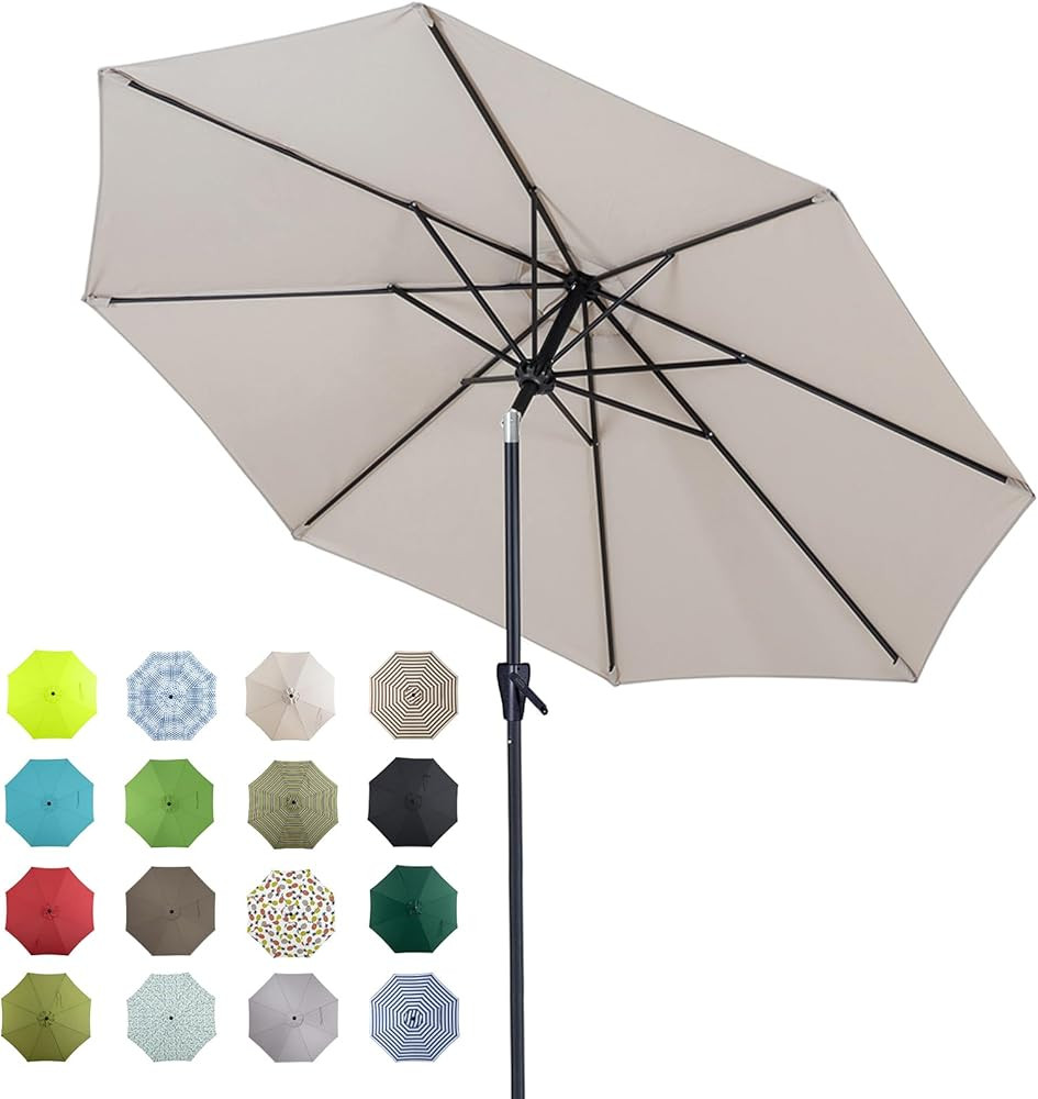 Tempera 9ft Patio Market Outdoor Table Umbrella with Auto Tilt and Crank,Large Sun Umbrella with ... | Amazon (US)