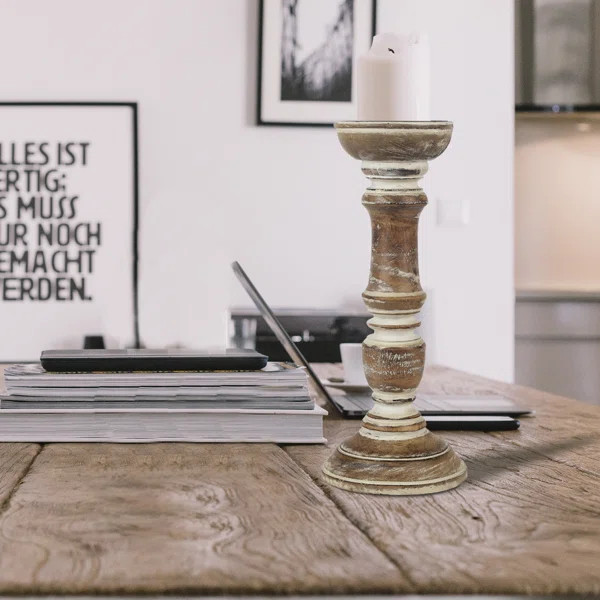 Vintage Wood Candlestick | Wayfair North America