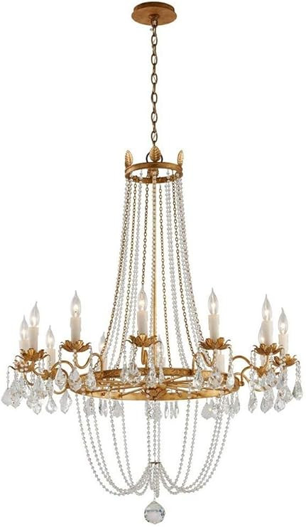 Troy Lighting F5367 Viola - Twelve Light Large Chandelier, Distressed Gold Leaf Finish with Handm... | Amazon (US)