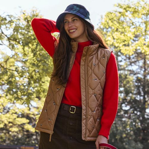 Women's Plus Size Print FeatherFree Quilted Insulated Vest - Lands' End - Green - 3X | Lands' End (US)