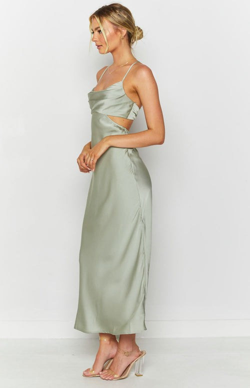Taleah Cut Out Maxi Dress Sage | Beginning Boutique (AU)