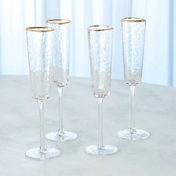 Hammered Champagne Glass-Clear w/Gold Rim | Wayfair North America