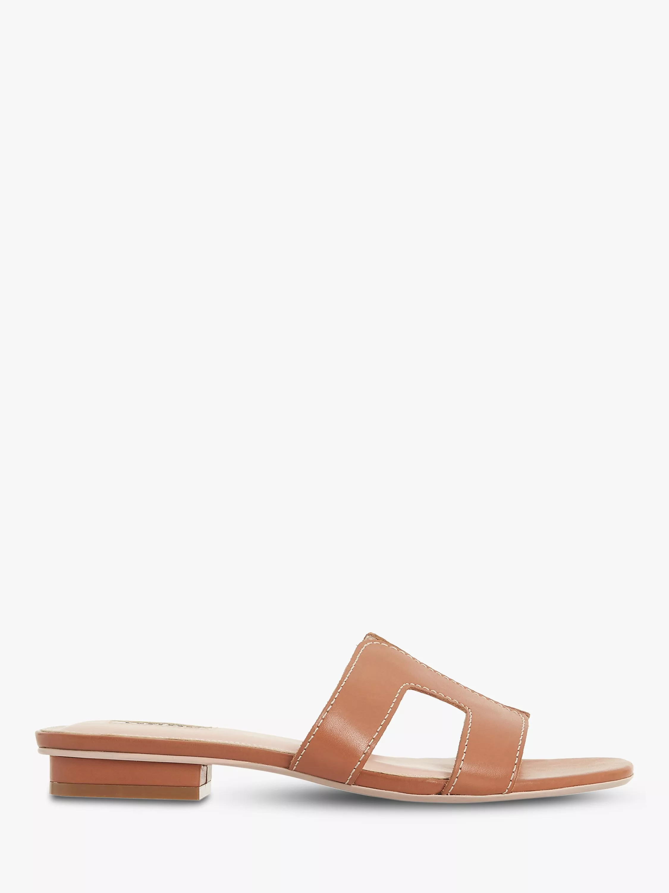 DuneLoupe Flat Slider Sandals, Tan, 3 | John Lewis (UK)