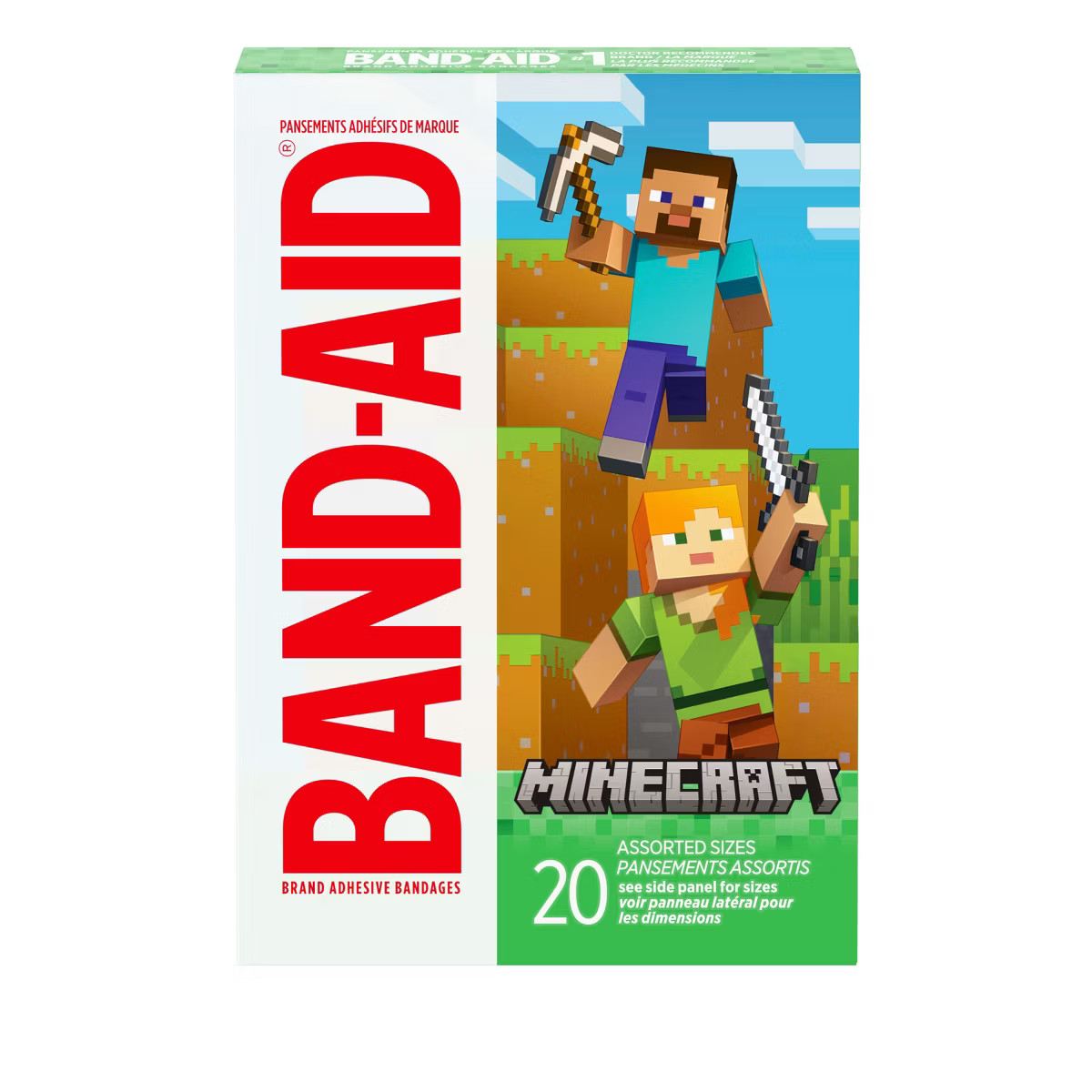 Band-Aid Adhesive Assorted Decorative Minecraft Bandages - 20ct | Target