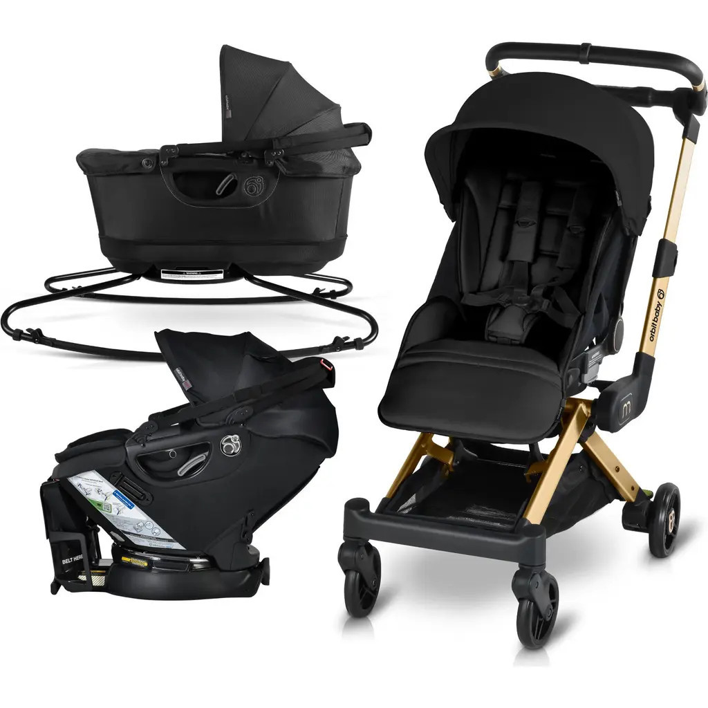 orbit baby® M+ Stroll, Lounge & Ride Car Seat, Bassinet & Stroller Travel System in Black/Gold/Mer at Nordstrom | Nordstrom