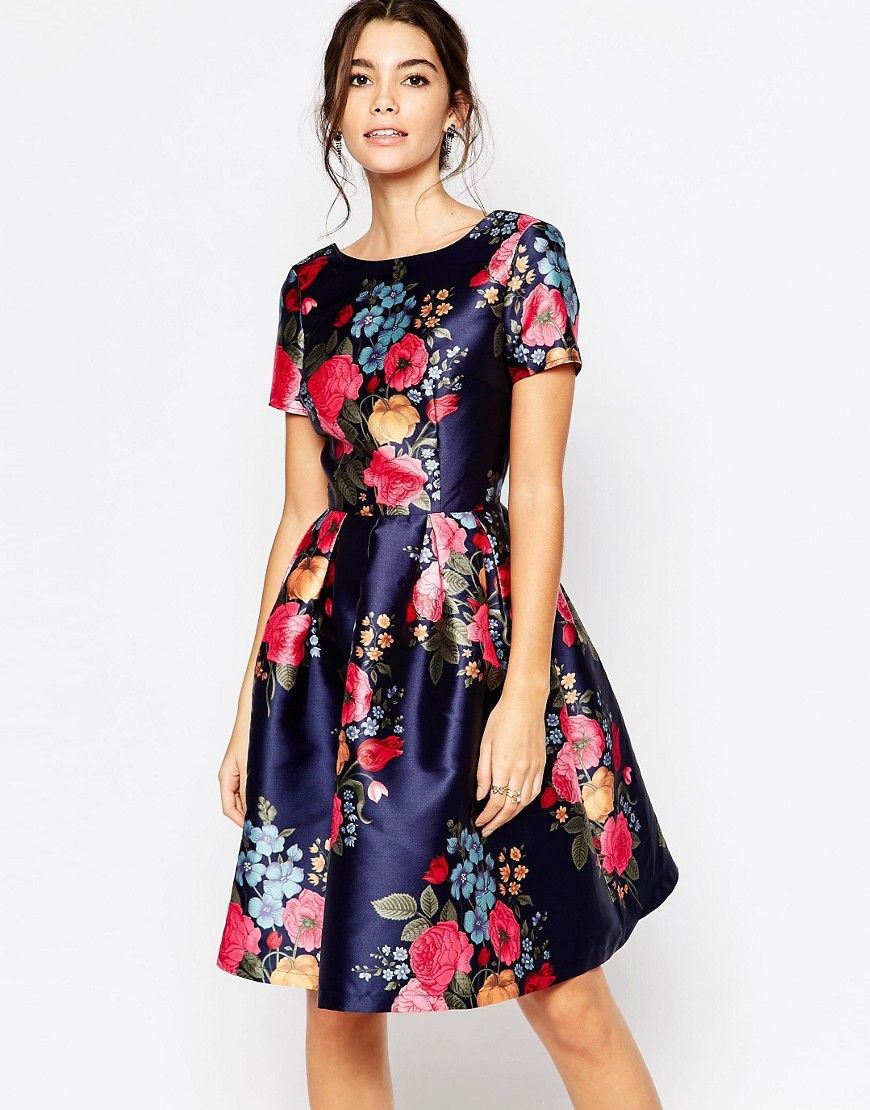 Chi Chi London Midi Prom Dress with Full Skirt and Sleeve | ASOS UK