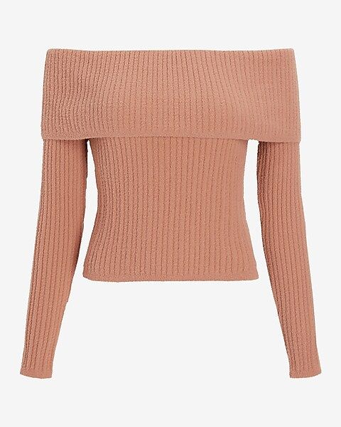 Cozy Ribbed Off The Shoulder Overlay Sweater | Express