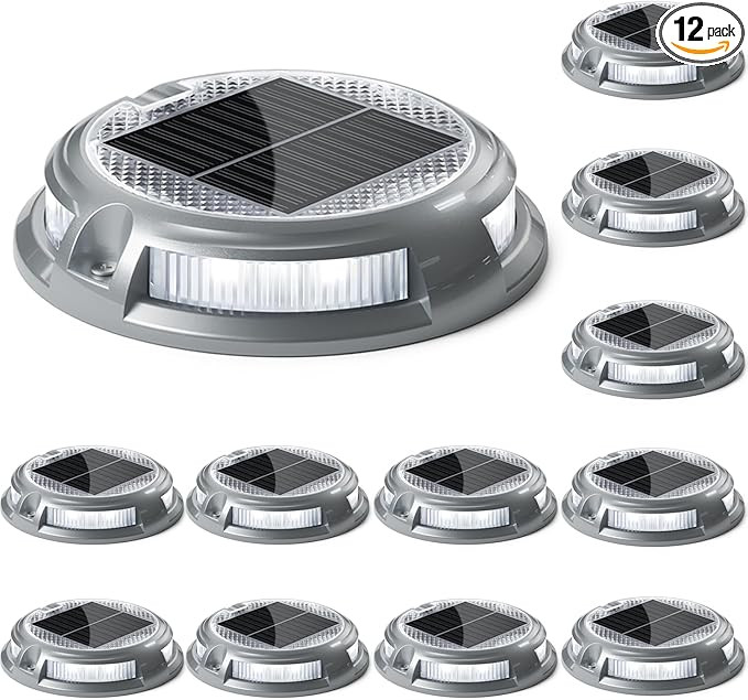 SIEDiNLAR Solar Driveway Lights Outdoor 16 LEDs 9 Modes, Dock Markers Deck Lights Waterproof Warn... | Amazon (US)