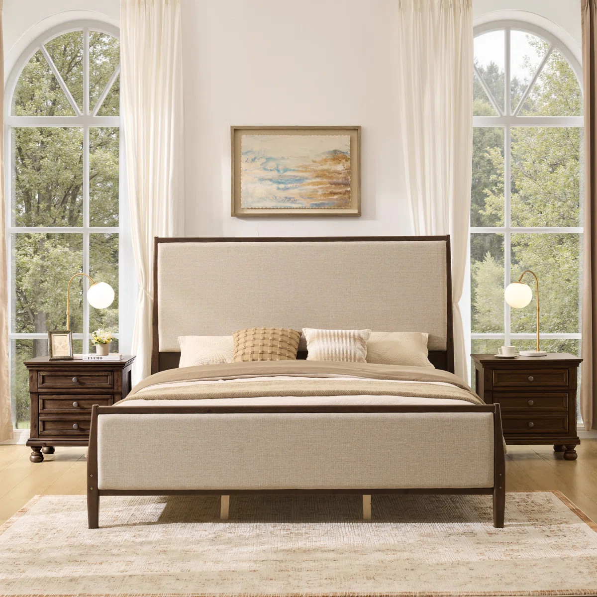 Solid Pine Bed with Upholstered Headboard and Footboard | Wayfair North America