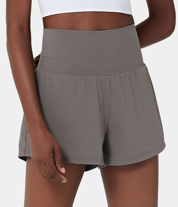 Women’s Super High Waisted Back Pocket & Side Hidden Pocket 2-in-1 Yoga Shorts 2.5" - Halara | HALARA