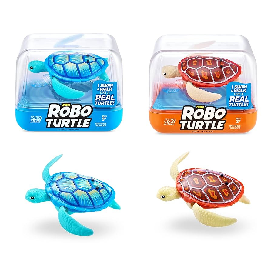 ROBO ALIVE Robo Turtle Robotic Swimming Turtle (Orange + Blue) by ZURU Water Activated, Comes wit... | Amazon (US)